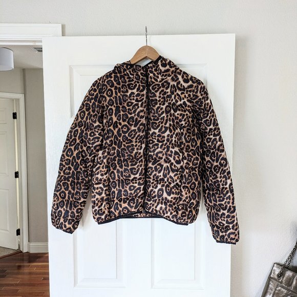 TNA Aritzia The Little Puff Leopard Lightweight Duck Down Packable Jacket Small - Picture 2 of 5